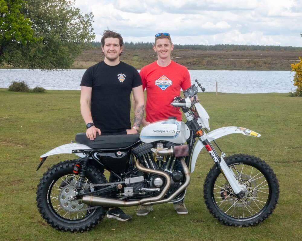 Ollie Moto and Aled with the (nearly) finished Full HD rally bike.