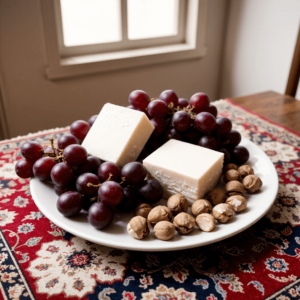 product photography of a plate of fruits and nuts