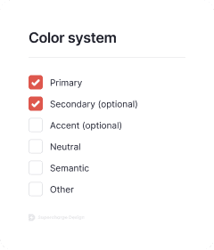 Checklist for Color system, Primary and Secondary are checked