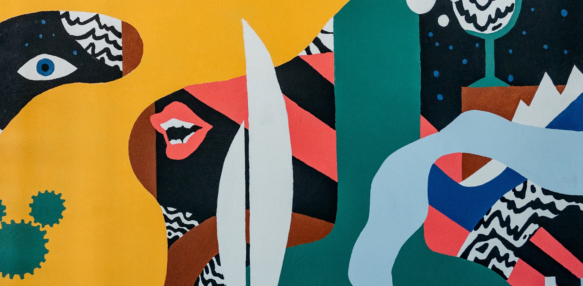 Large brewery mural illustrating brand storytelling through wall art