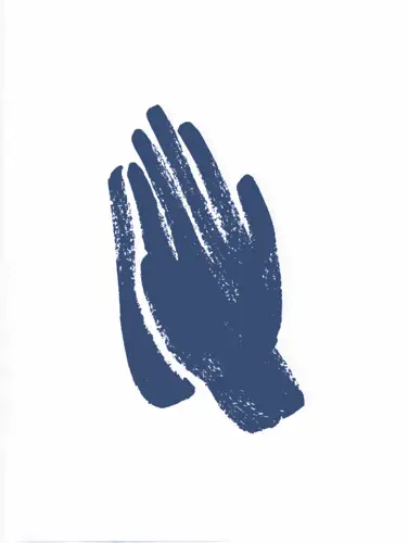 Blue praying hands illustration