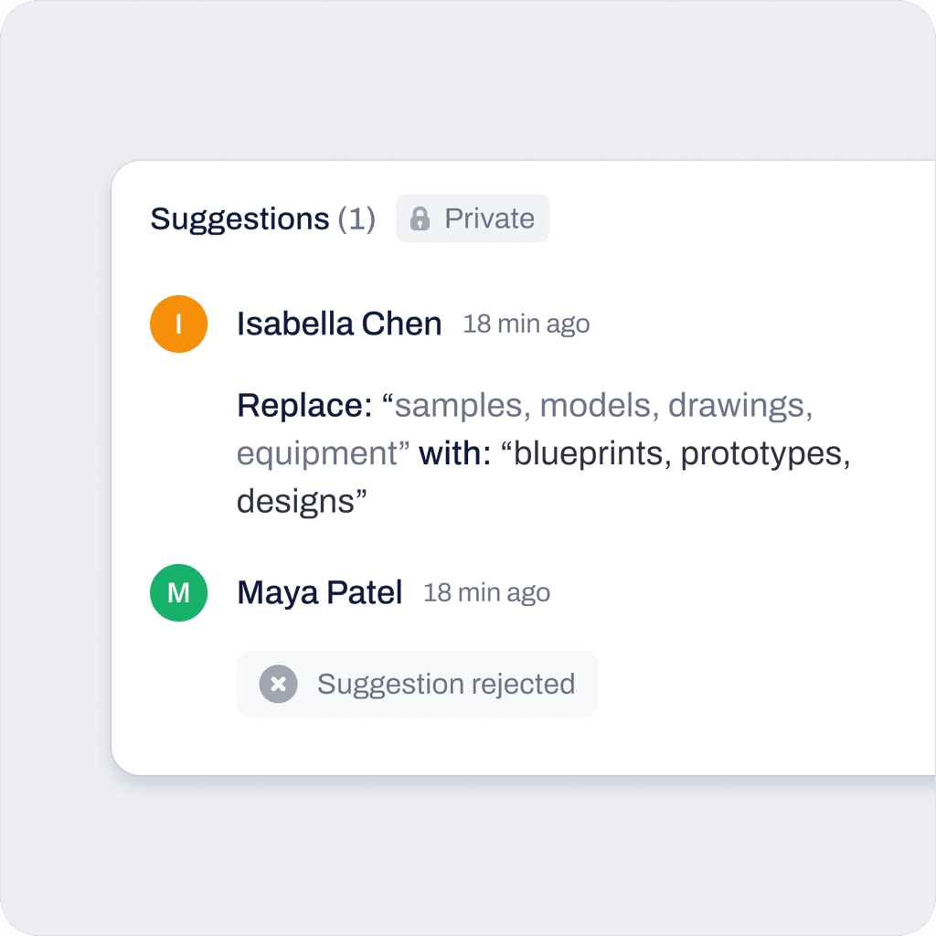 Suggestion with edit proposed and rejected.