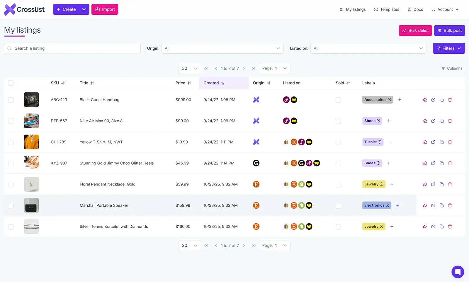 Relist Listing Overview