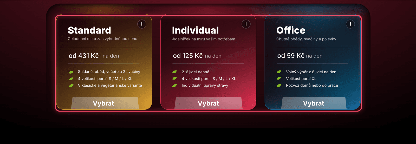 Výběr programu na webu Adifit se zvýrazněnou nabídkou