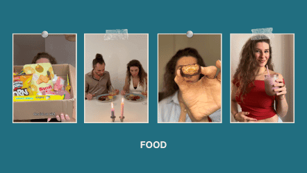 4 pictures showing food videos