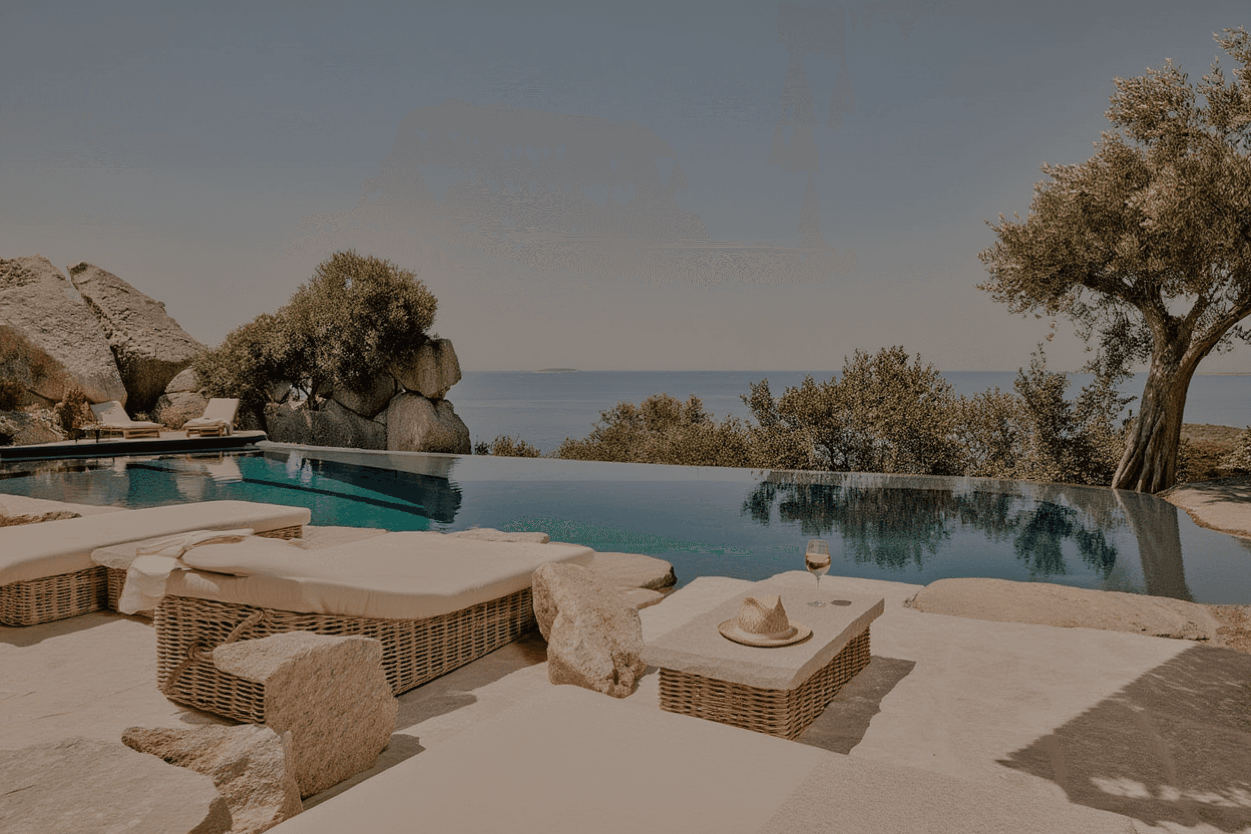 Clifftop terrace with infinity pool and panoramic sea view