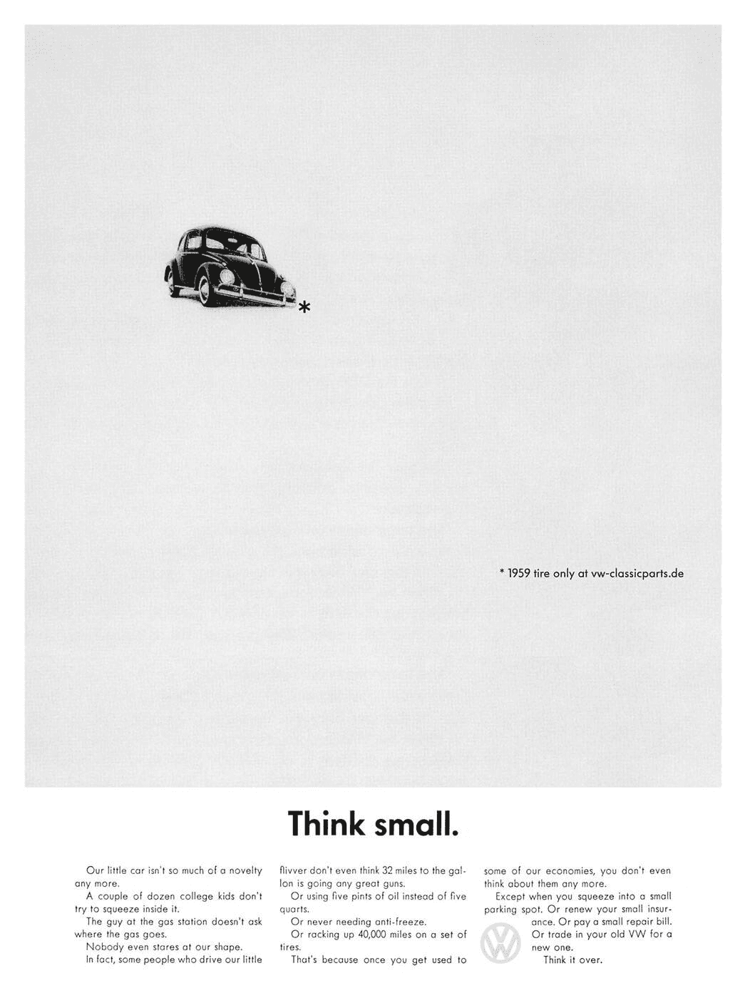 Volkswagon Think Small Ad Top static campaign