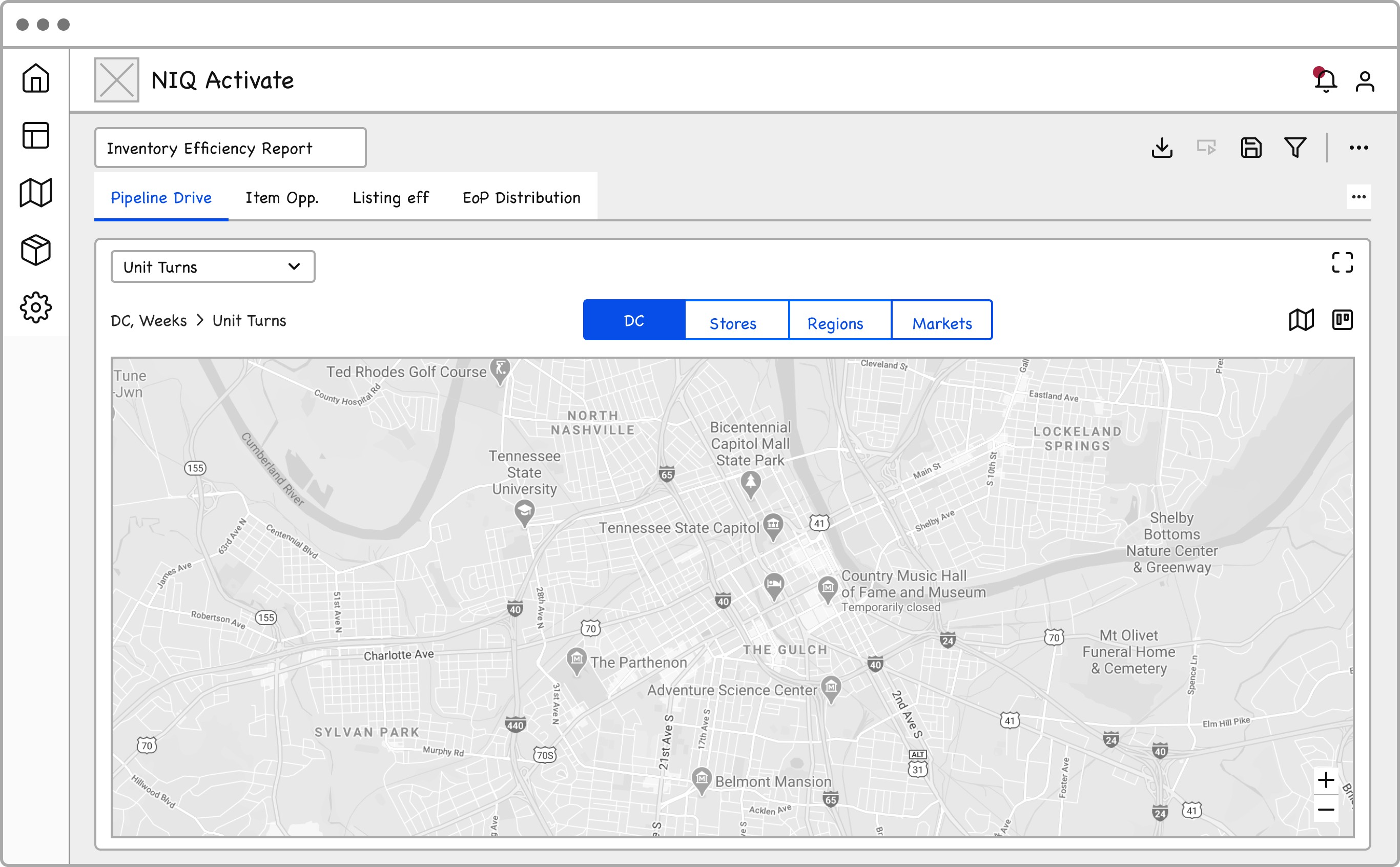Geo map report wireframe