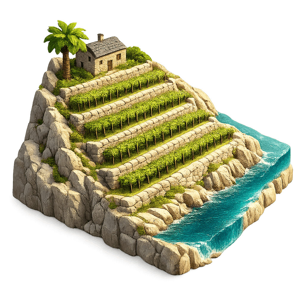 Artistic illustration of the Ticino wine region.