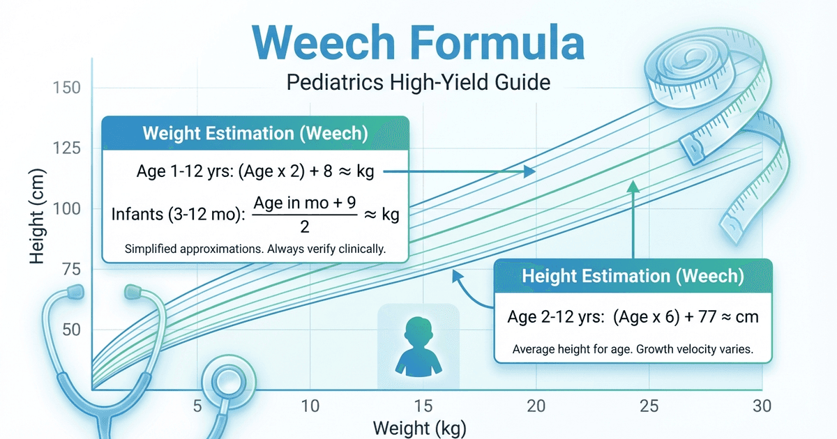 Cover: Weech Formula for Weight and Height: Pediatrics High-Yield Guide for NEET PG and USMLE (2026)