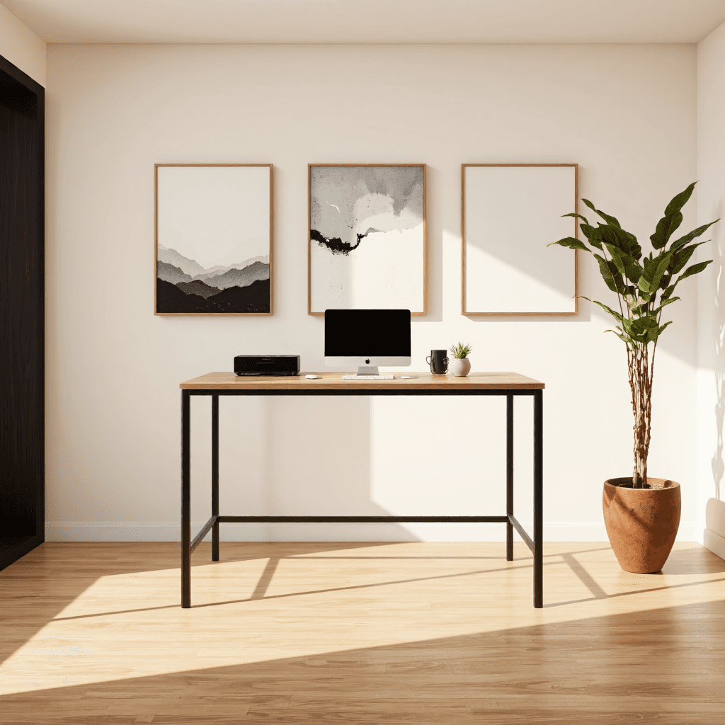 product photography of Modern minimalist workstation
