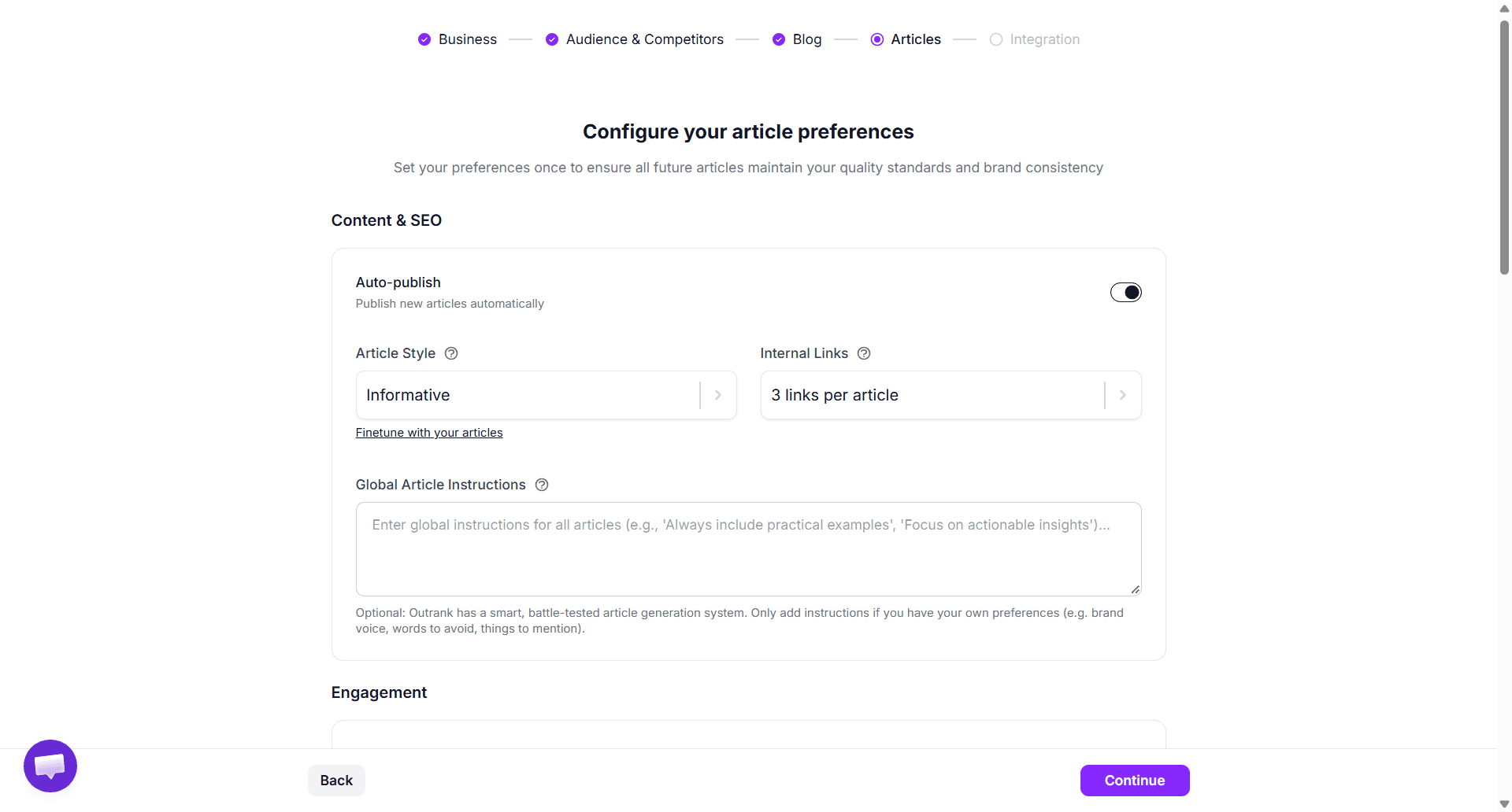 article preferences