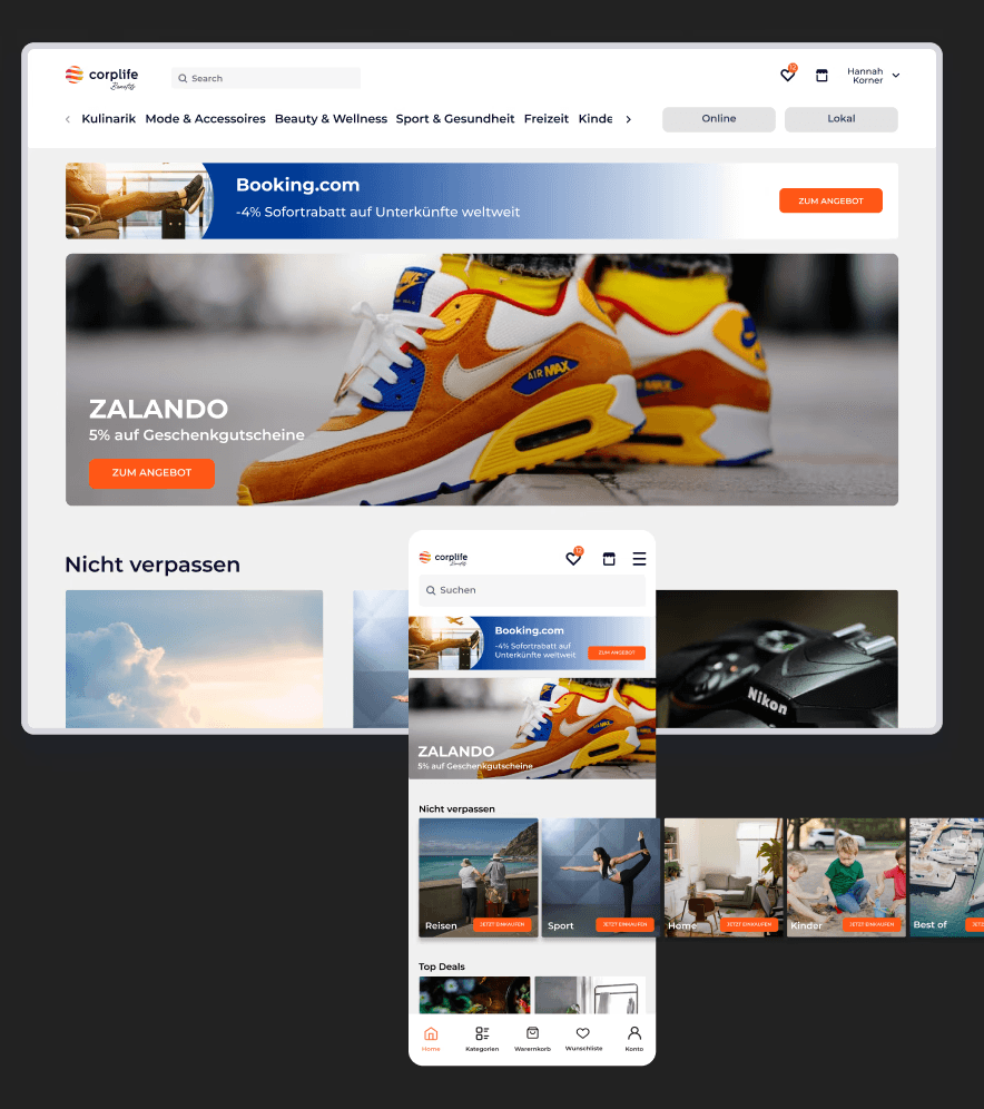 Mockup einer mobiloptimierten Website auf Laptop und Smartphone für UX-Design-Präsentation