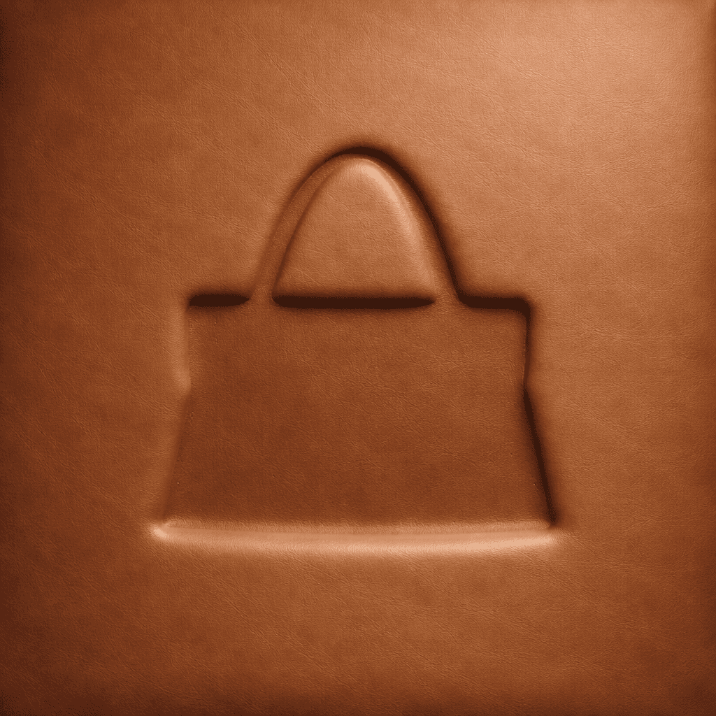 Silhouette of handbag in brown leather