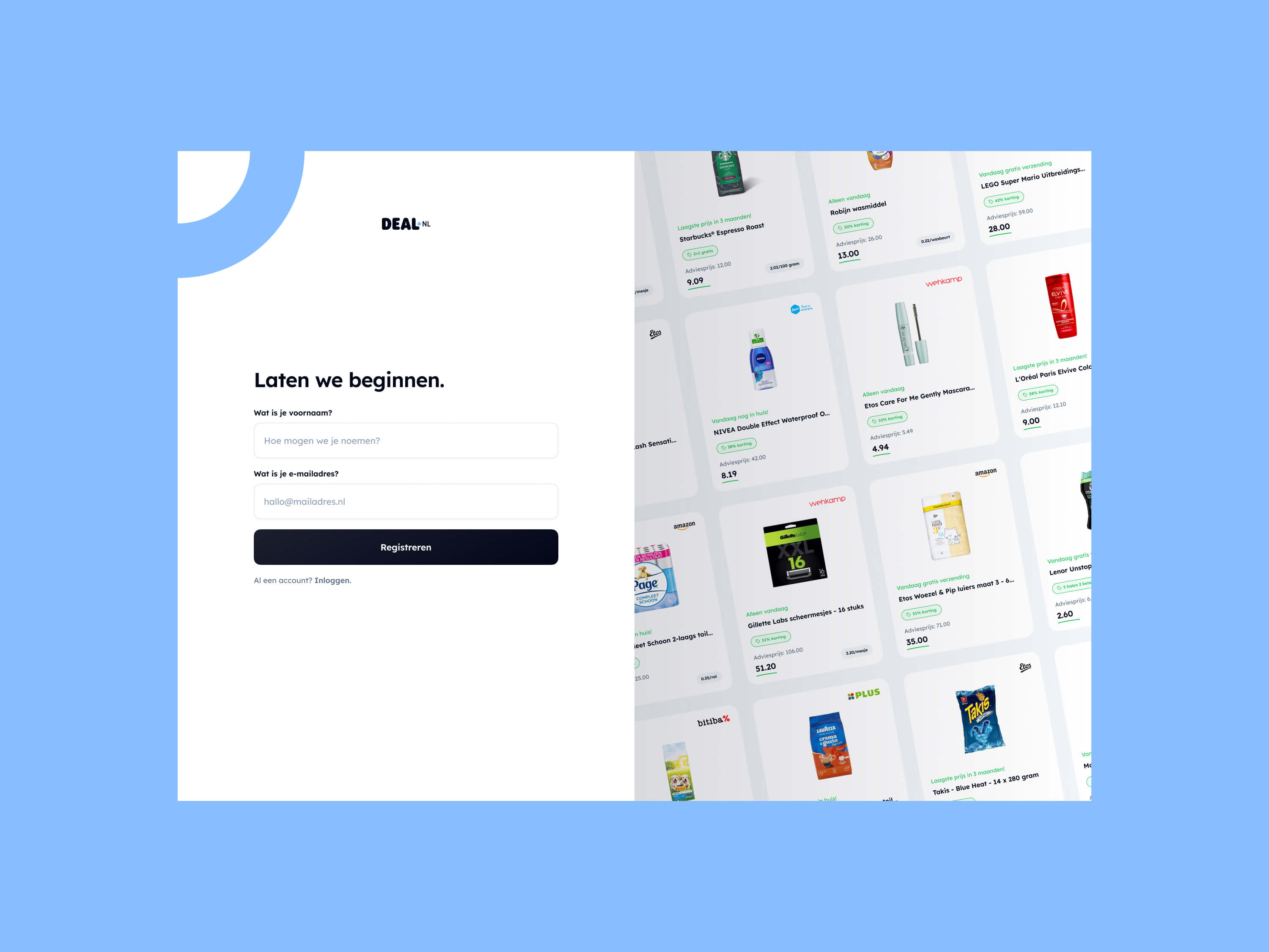 Deal.nl login screen