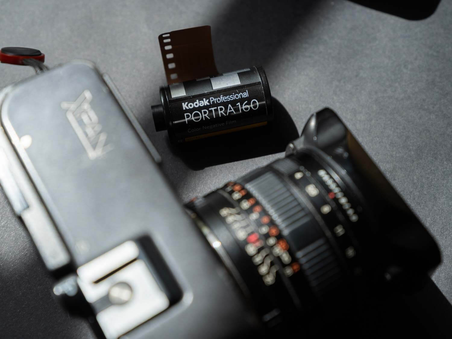 Kodak Portra with the Hasselblad Xpan laid out as a to go film kit for travel photography