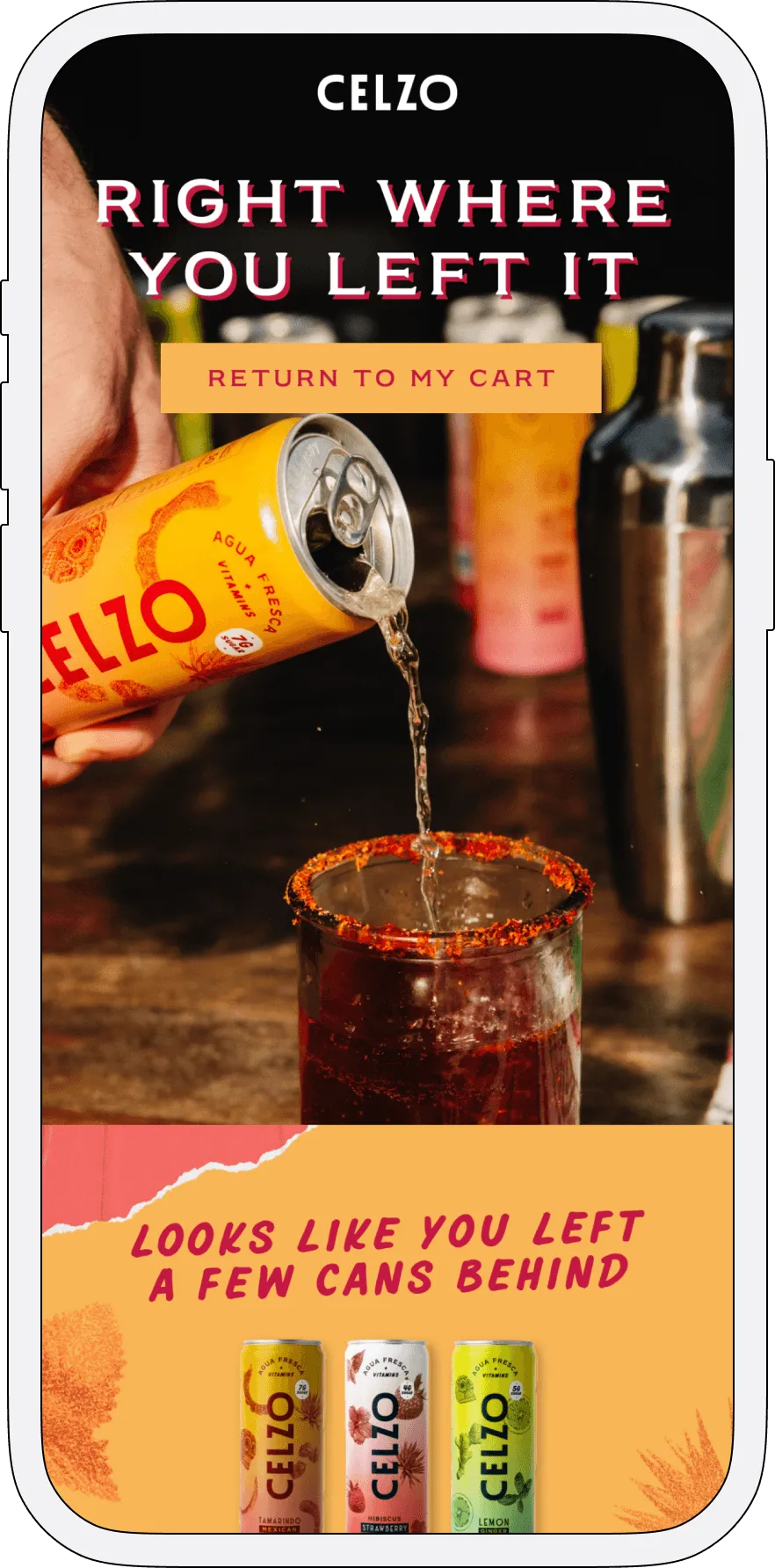 Mobile promotional email example showing product imagery and discount offer for a snack brand — Email for Snack Brands and Email for CPG Brands.