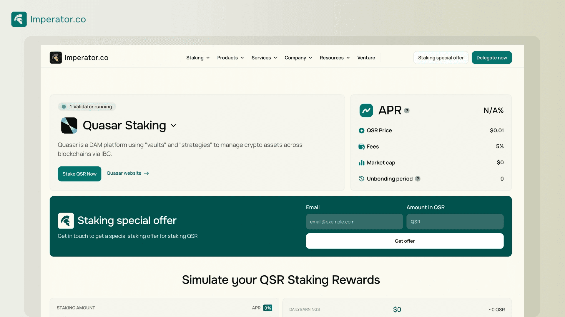 Quasar staking