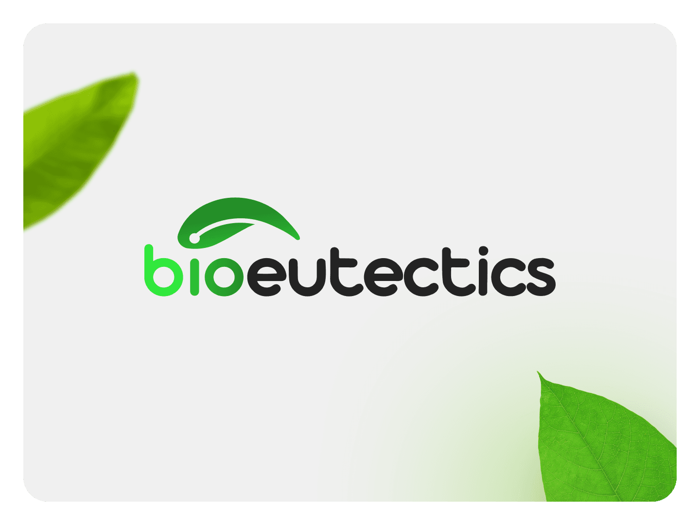 Bioeutectics logo with green leaf elements.
