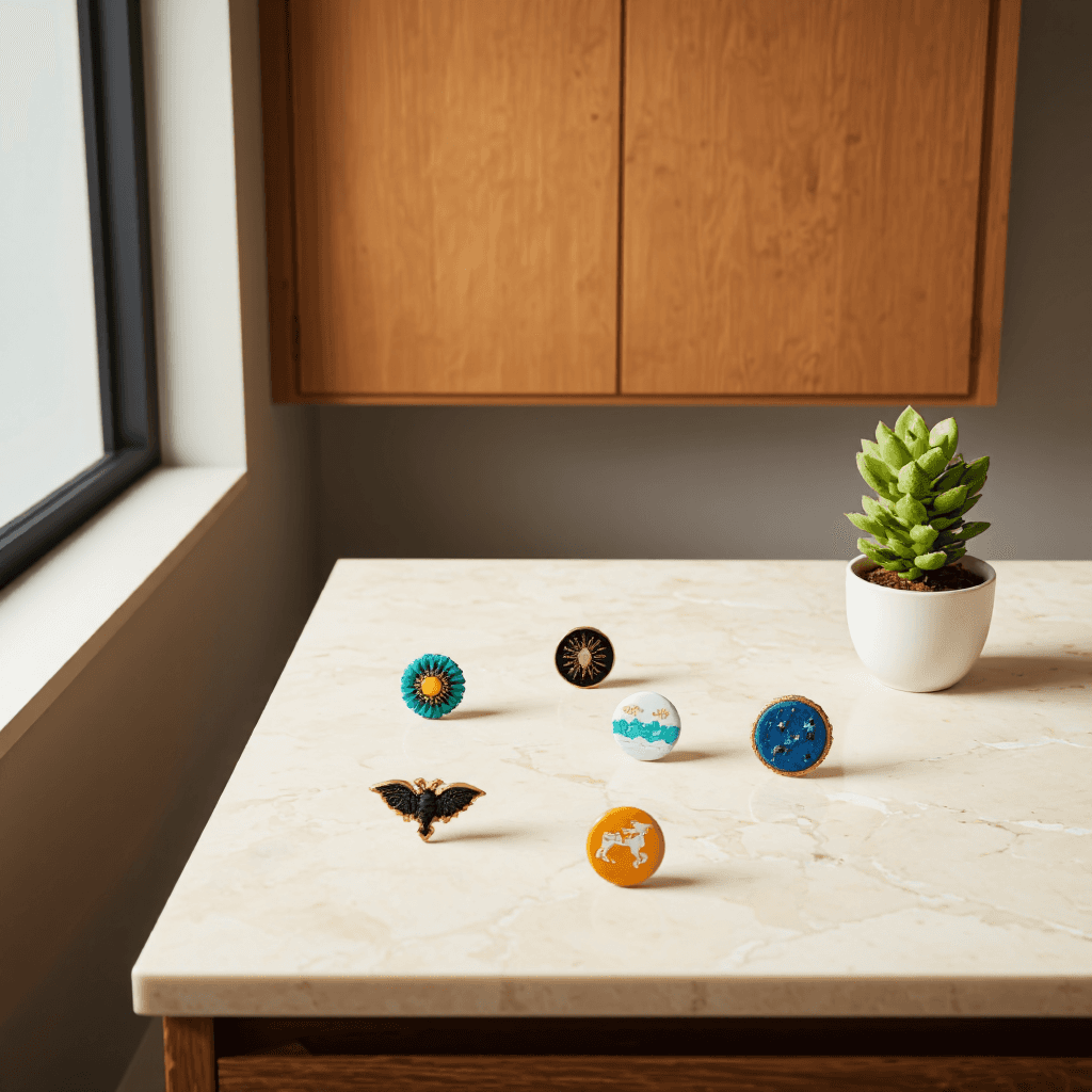 product photography of set of decorative fridge magnets