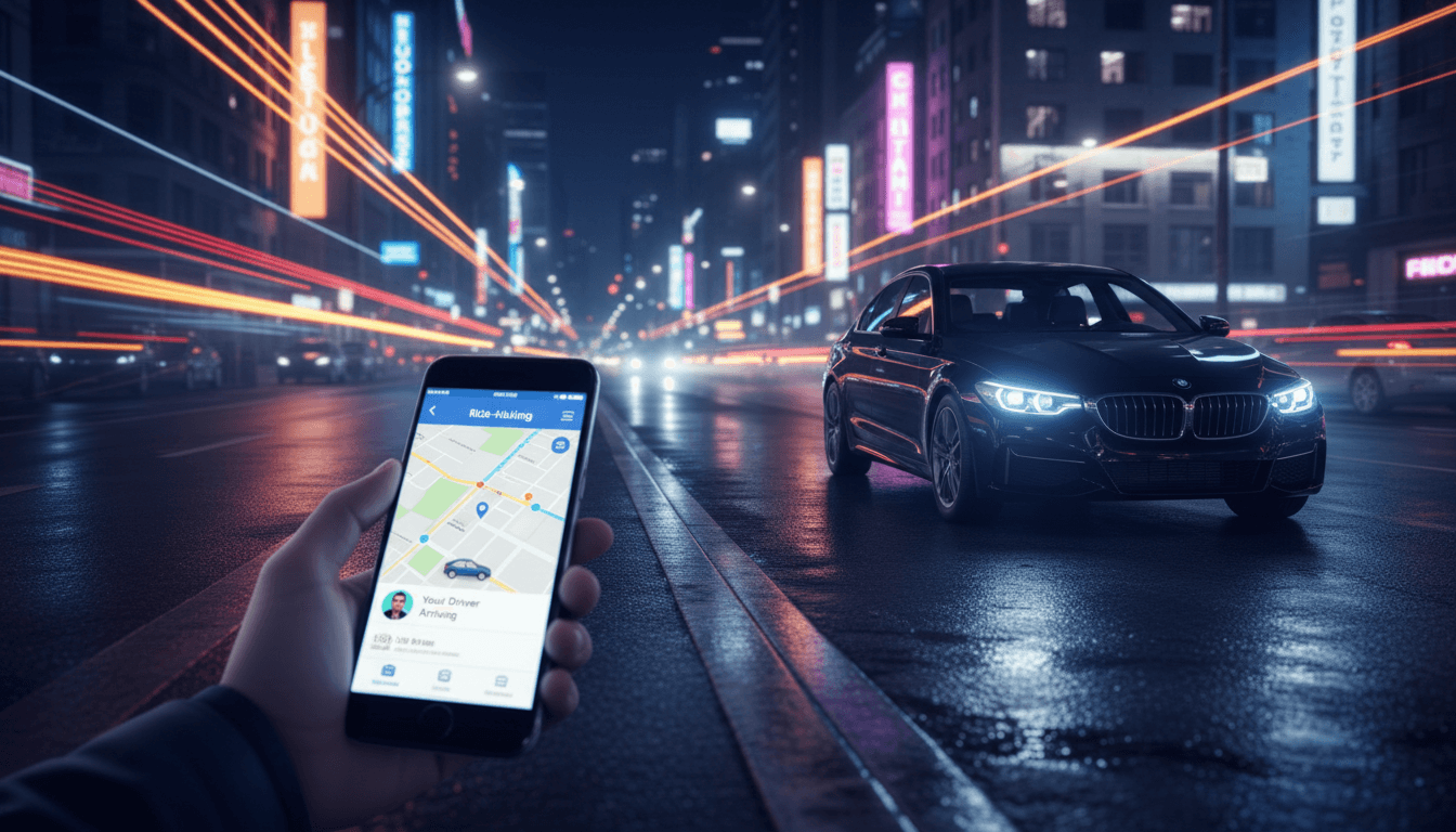 The Uber App in the city