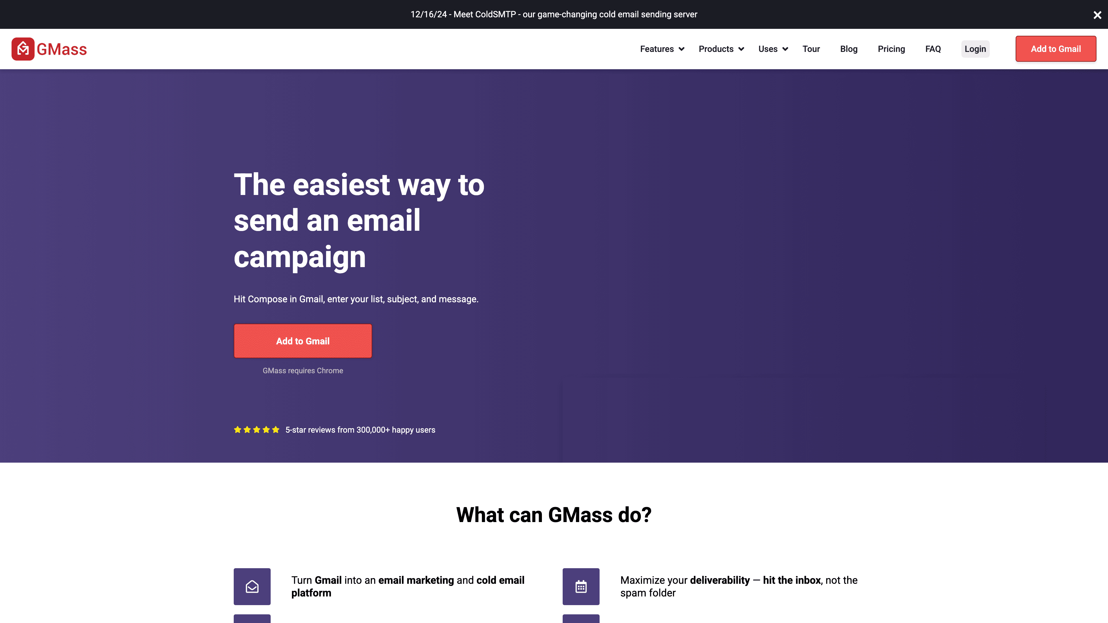 GMass Chrome extension interface for Gmail-native mail merge and cold email campaigns