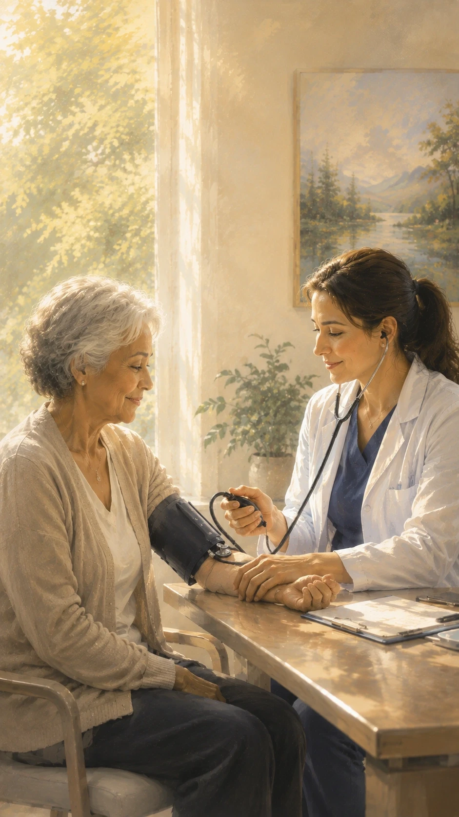 Clinician checking a patient’s blood pressure