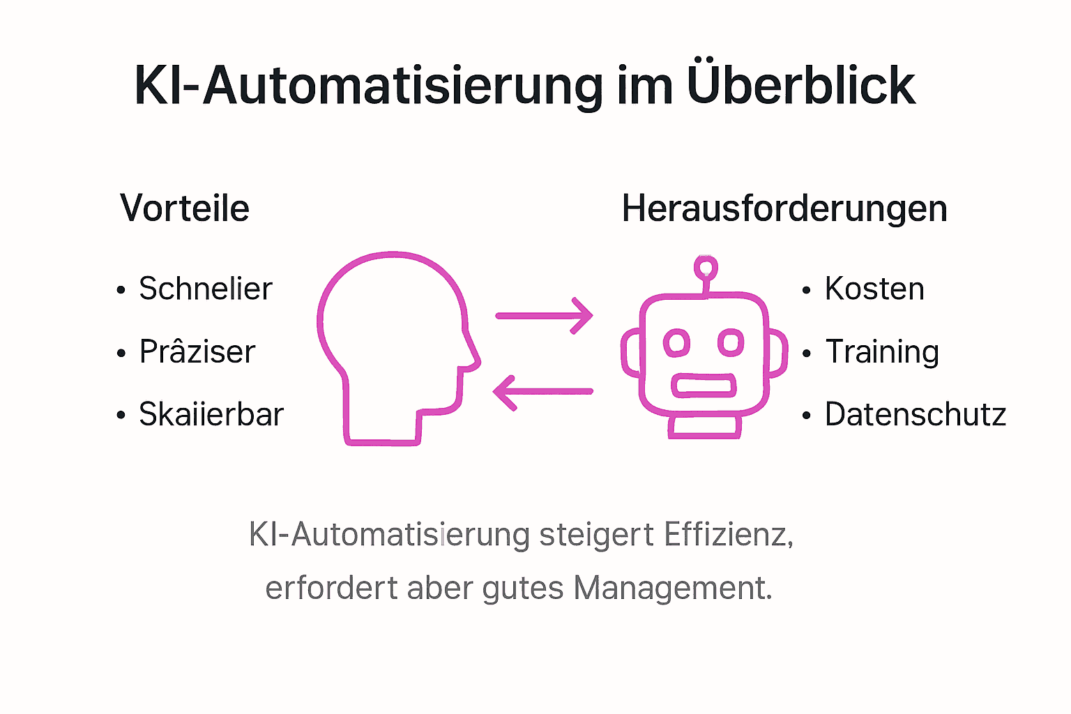 Infografik: Chancen und Herausforderungen der KI-gestützten Automatisierung