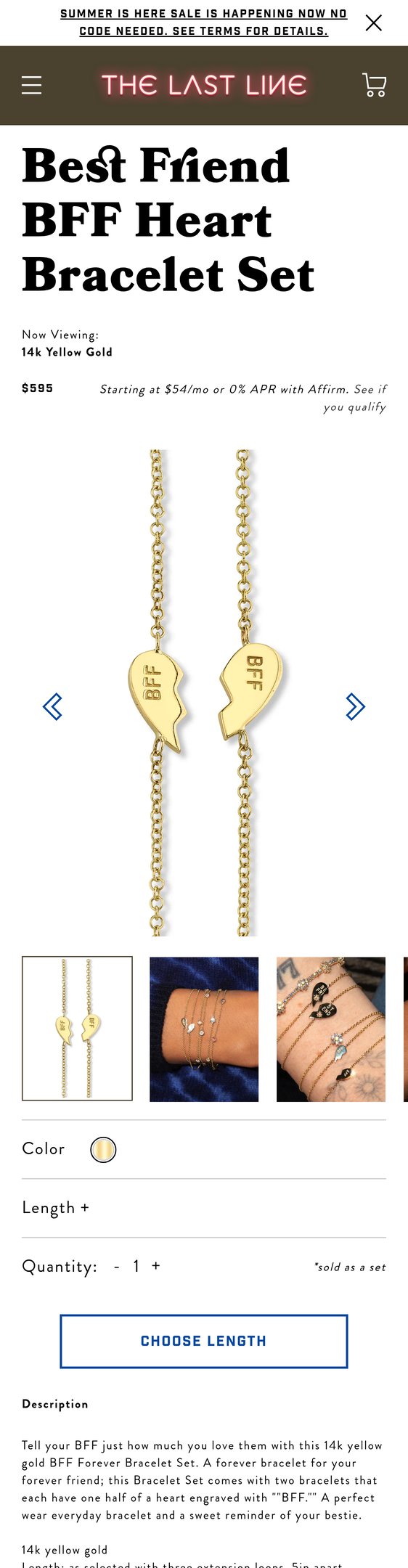 Jewelry product options include: bracelet for Best Friend BFF Heart Bracelet Set - 14k Yellow Gold from The Last Line.
