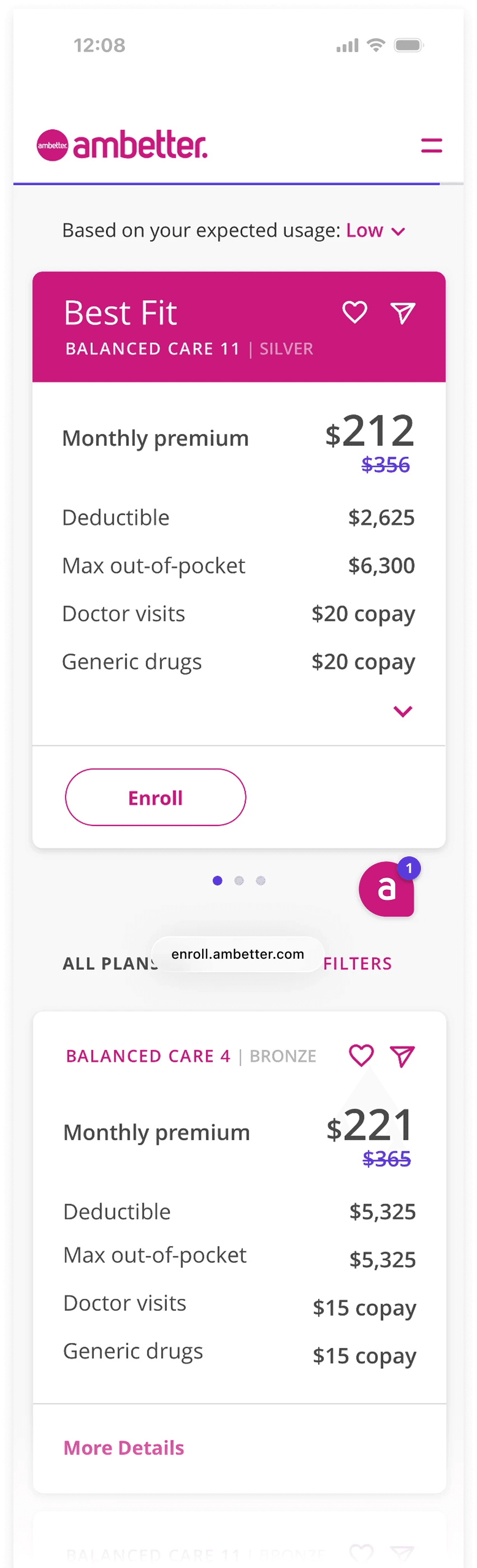 Plan recommendation landing page redesign