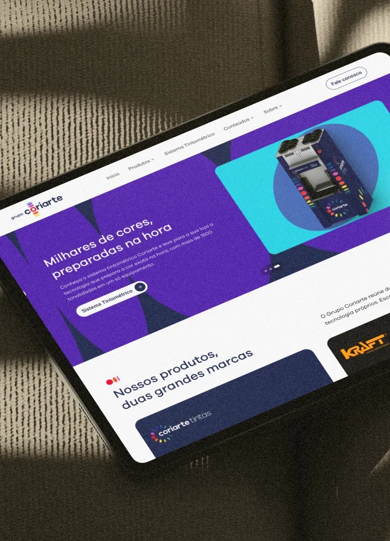 Mockup de site desenvolvido pela Milan Design Studio para o Grupo Coriarte.