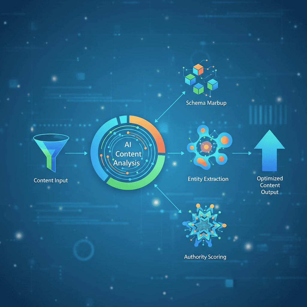 AI SEO technical workflow diagram showing how AI engines process and rank content for citations