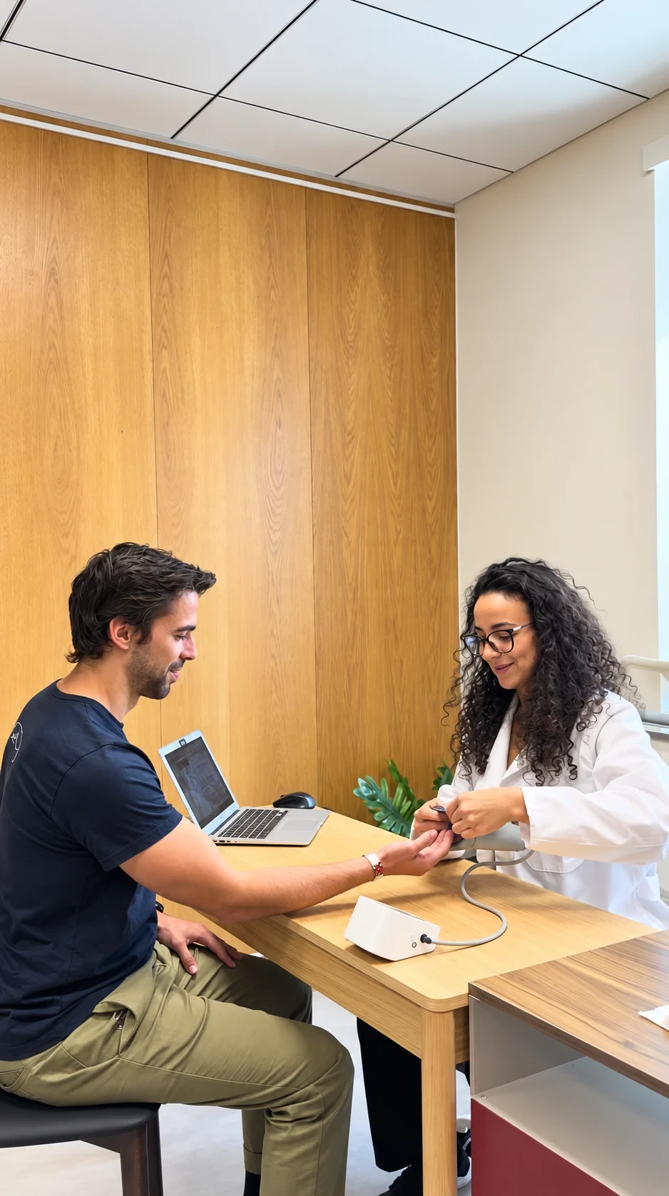 A member receiving a routine health check at the TejoMed clinic