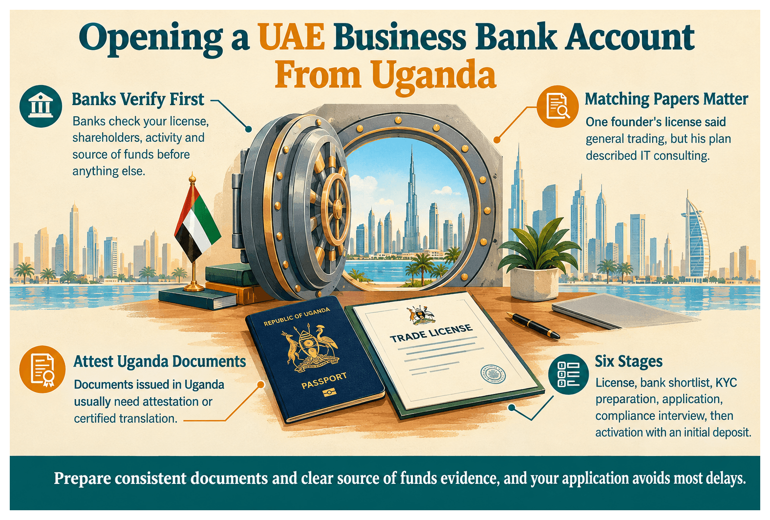 Infographic: Opening a UAE Corporate Bank Account as an Ugandan Entrepreneur
