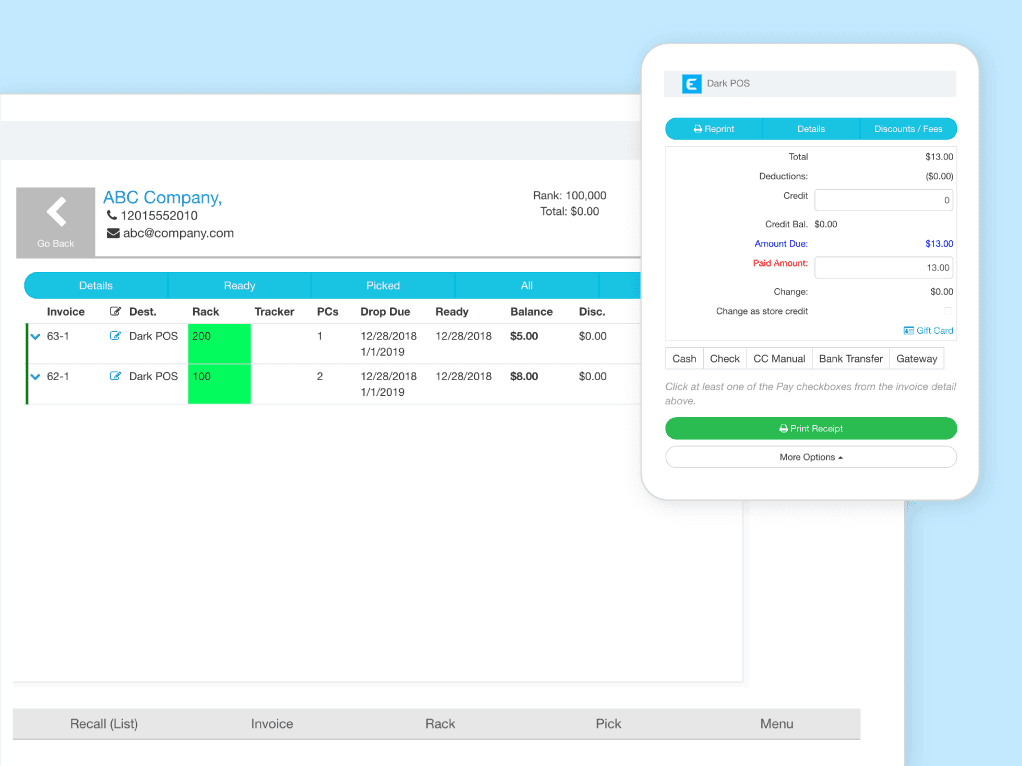 Enlite POS for Dry Cleaners