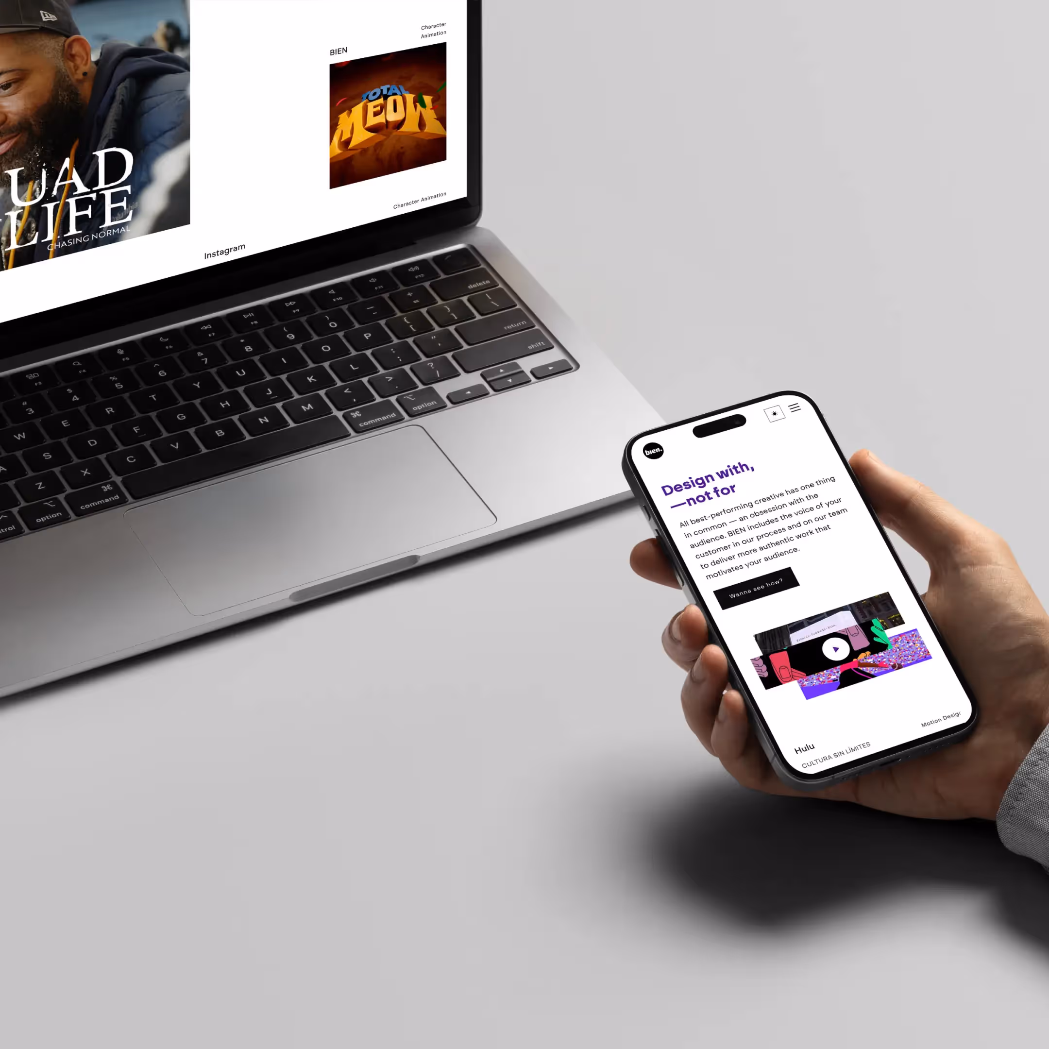 BIEN website displayed on a digital device mockup visual presentation