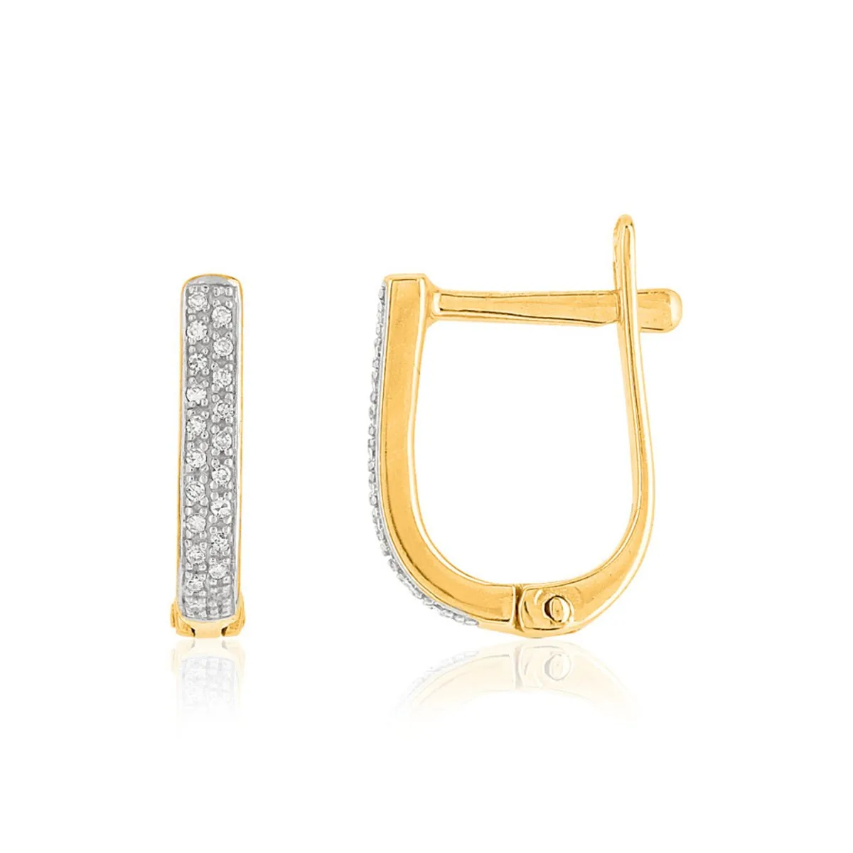Boucles d'oreilles en deux ors 375 sertie de diamants