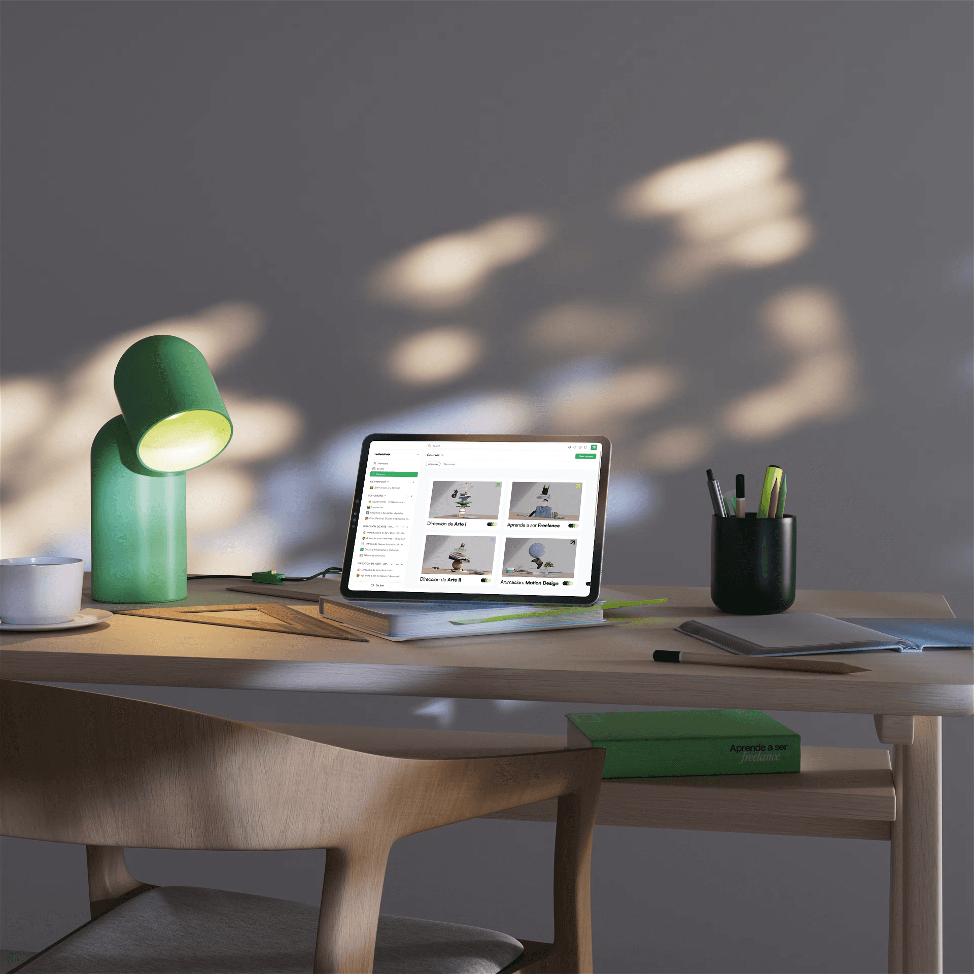 CGI visual for EsteSchool's design learning experience by Este Studio

