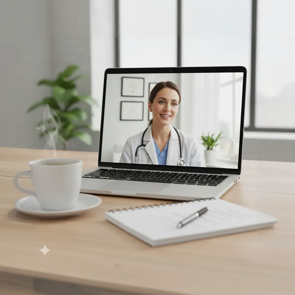 Doctor on a virtual consultation call