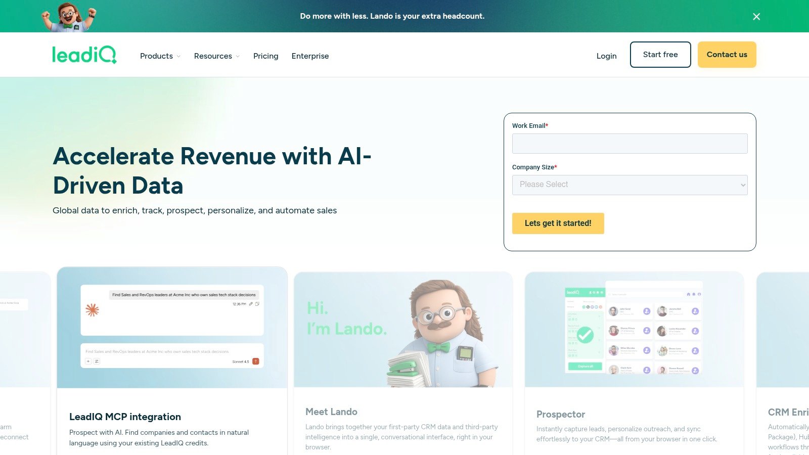 LeadIQ homepage screenshot