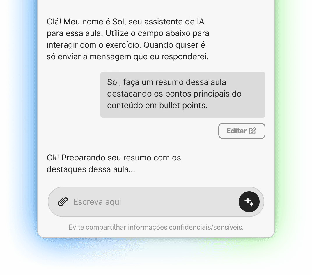 Uma captura de tela de uma conversa de bate-papo com mensagens de texto exibidas em uma interface colorida.