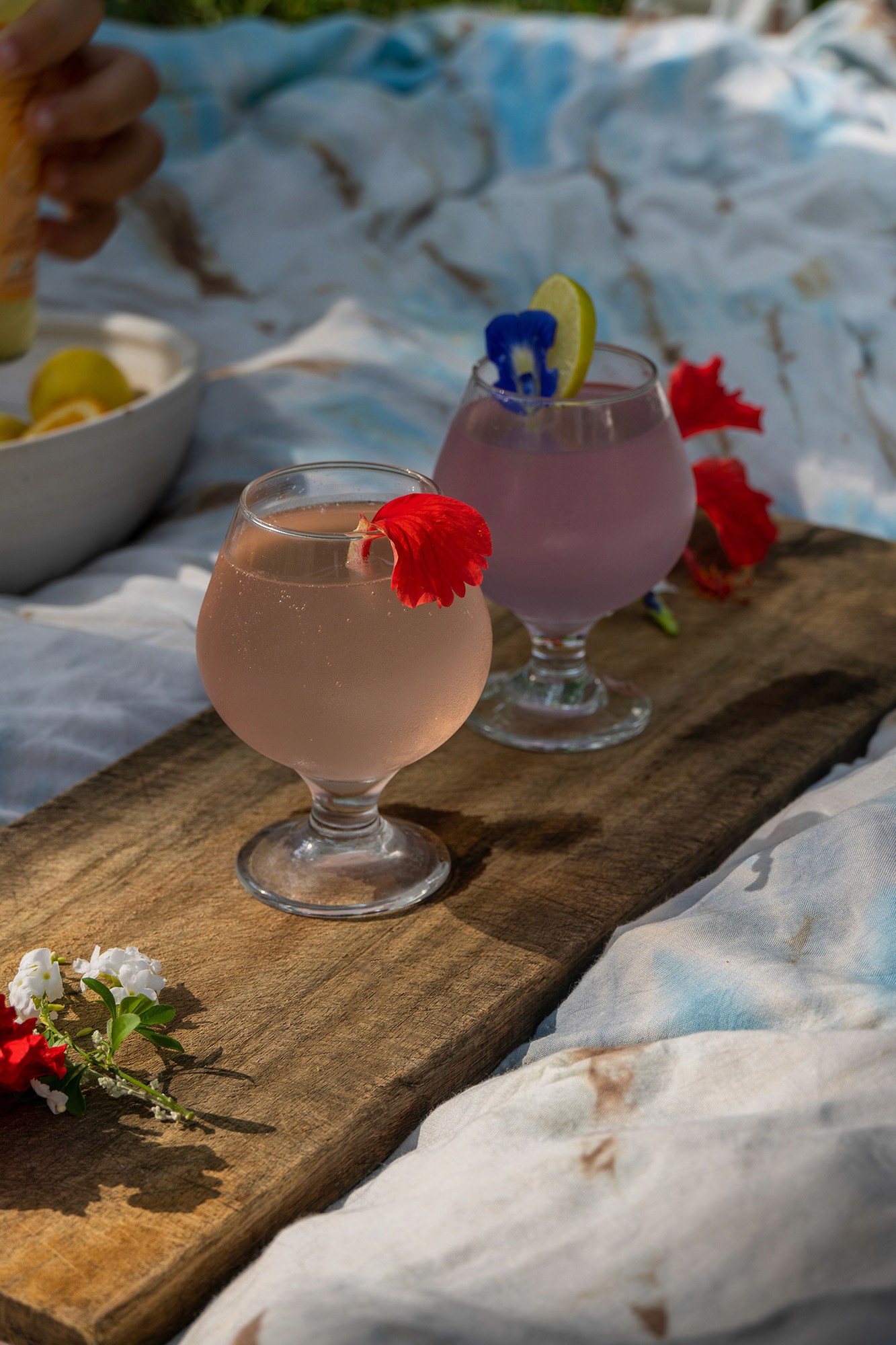 2 glasses of kajimba on a wooden board