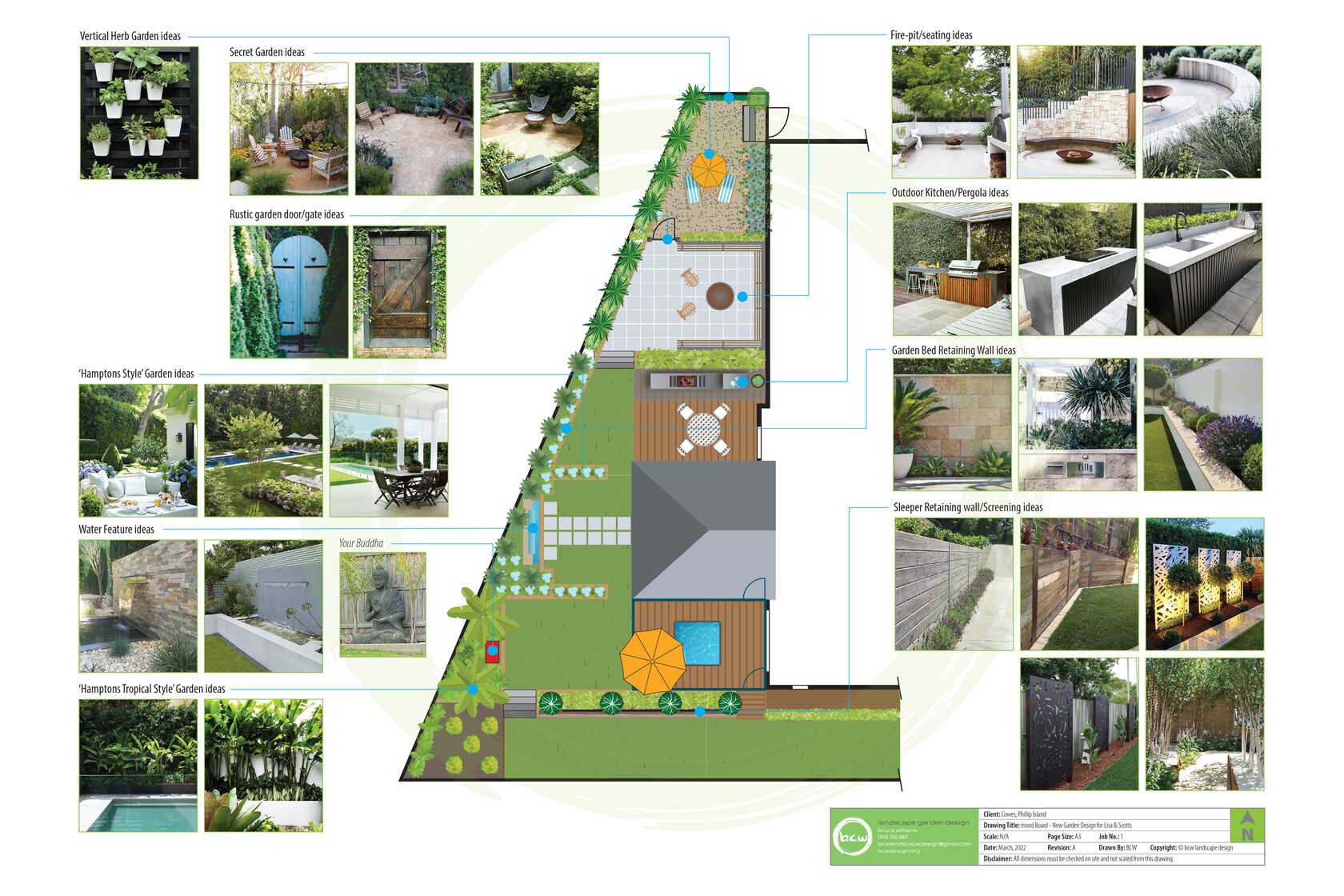 Mood board for the Cows, Phillip Island garden design
