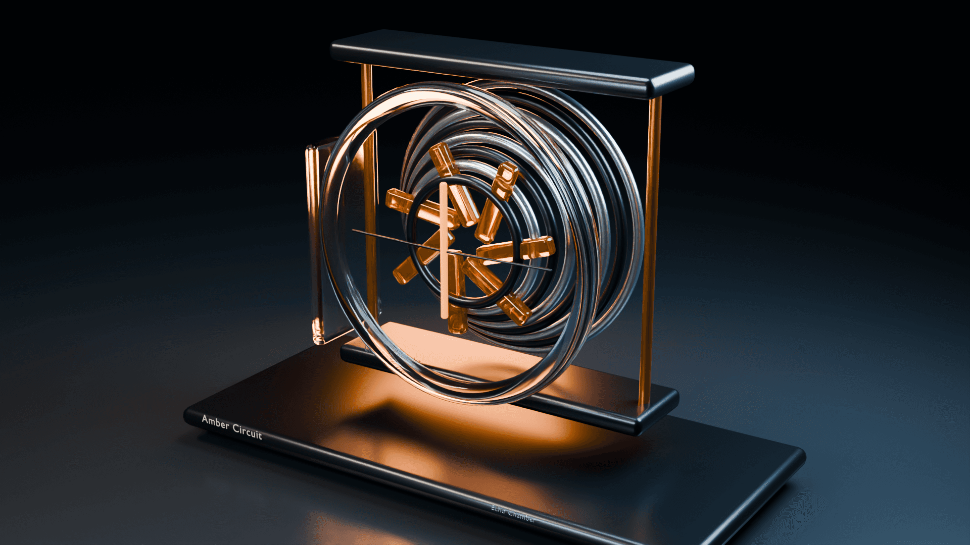 Original Echo Chamber instrument with a transparent shell, precision silver structure and amber signal elements