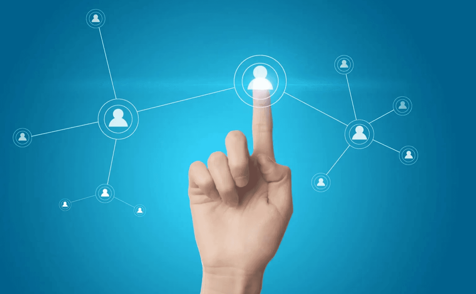  Hand touching glowing digital person icon - Lead Qualification Strategies