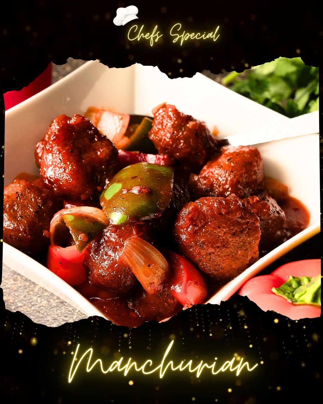 Crispy Veg Manchurian in sauce — Indo-Chinese dish at Ustaad G76 BC