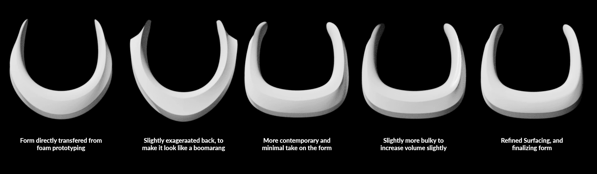 Developing the unique form through constant iteration, where the slight dip in the front of the design gives better grip with less pressure