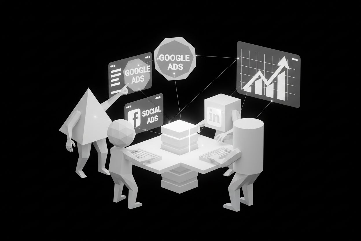 Team working on paid search campaigns