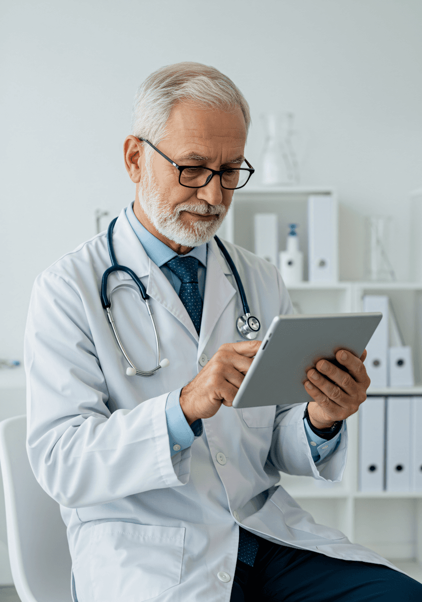 Gray haired doctor