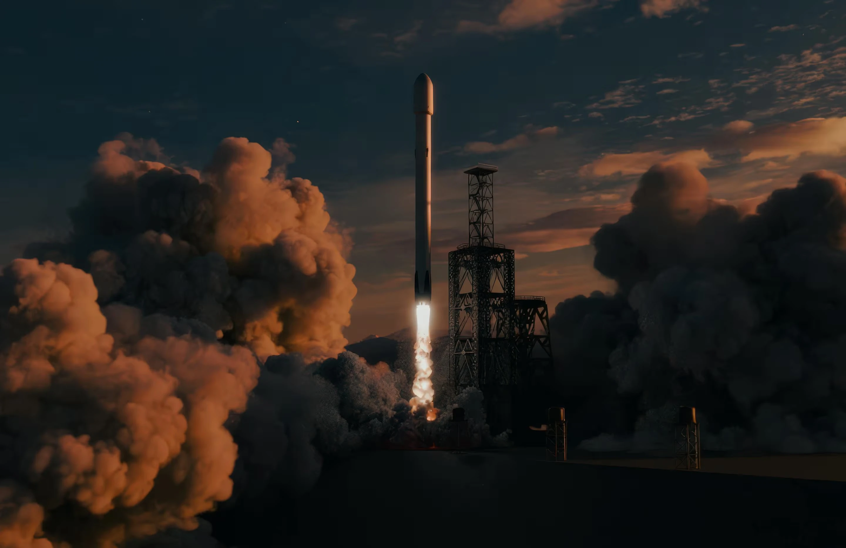 Rocket launch at dusk — Semantic aerospace sector